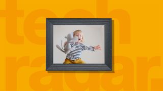 One of the best digital photo frames on an orange background